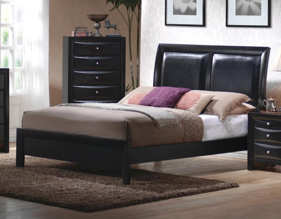 Briana Black Wood/Leatherette Cal King Panel Bed