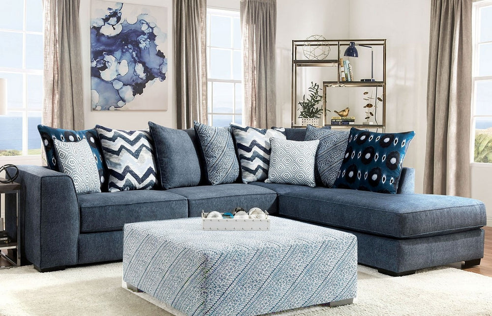 Brielle 2Pc Blue Microfiber RAF Sectional Sofa