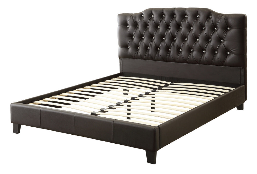 Brigida Black Faux Leather King Bed with Tufted Headboard