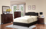 Brigida Black Faux Leather King Bed with Tufted Headboard