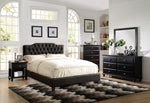 Brigida Black Faux Leather King Bed with Tufted Headboard