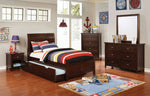 Brogan Brown Cherry Wood Twin Bed with Trundle