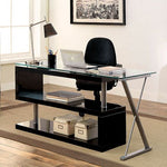 Bronwen Contemporary Black Glass/Chrome Desk