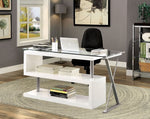 Bronwen Contemporary White Glass/Chrome Desk