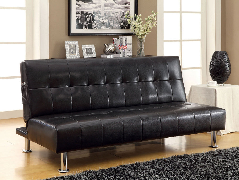 Bulle Black Leatherette Futon Sofa