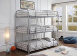 Cairo Silver Metal Three Layer Twin Bunk Bed