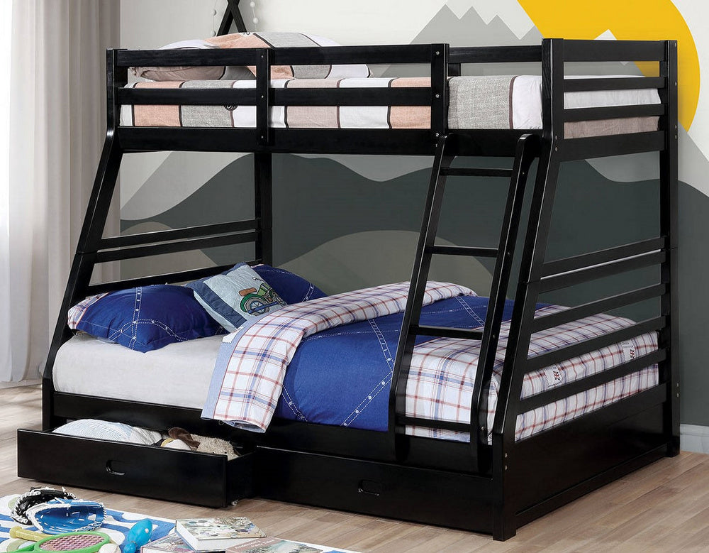 California III Black Wood Twin/Full Bunk Bed