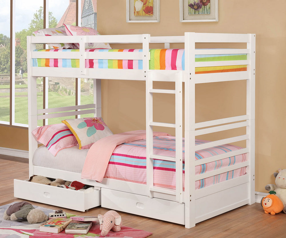 California IV White Wood Twin/Twin Bunk Bed