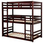 California V Dark Walnut Triple Twin Bunk Bed