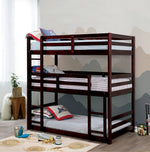 California V Dark Walnut Triple Twin Bunk Bed