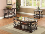 Laney Clear Glass/Deep Merlot Wood Coffee Table