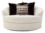 Cambri Snow Fabric Oversized Swivel Chair