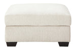 Cambri Snow Fabric Storage Ottoman with Built-In Tabletop