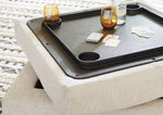 Cambri Snow Fabric Storage Ottoman with Built-In Tabletop