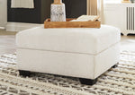 Cambri Snow Fabric Storage Ottoman with Built-In Tabletop