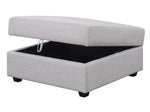 Cambria Grey Linen-Like Fabric Storage Ottoman