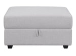 Cambria Grey Linen-Like Fabric Storage Ottoman