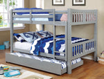 Cameron Gray Wood Full Bunk Bed with Trundle