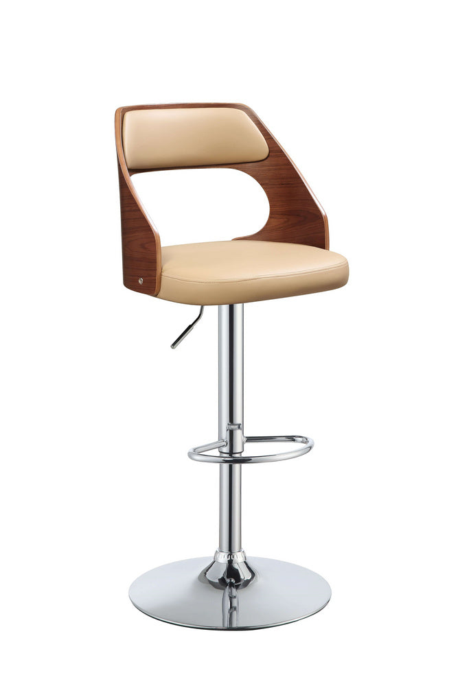 Camila Beige/Walnut PU Leather/Metal Adjustable Stool with Swivel