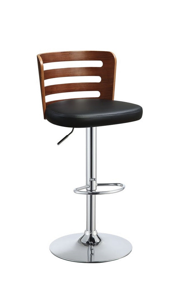 Camila Black/Walnut PU Leather/Metal Adjustable Stool