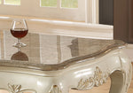 Chantelle Pearl White Rectangular Coffee Table with Marble Top