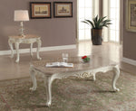 Chantelle Pearl White Rectangular Coffee Table with Marble Top