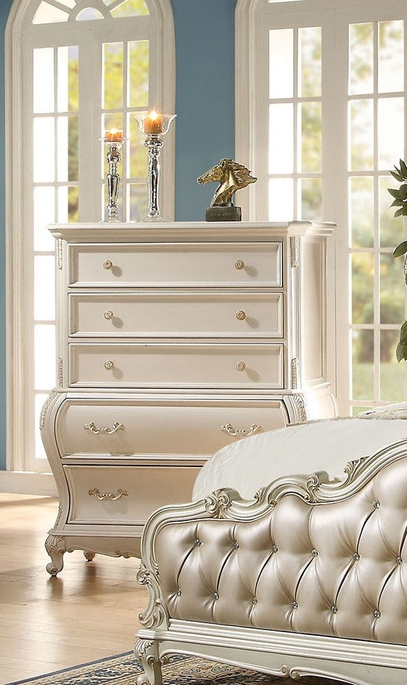 Chantelle Pearl White Wood 5-Drawer Chest