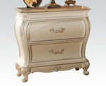 Chantelle Pearl White Wood Nightstand with Granite Top