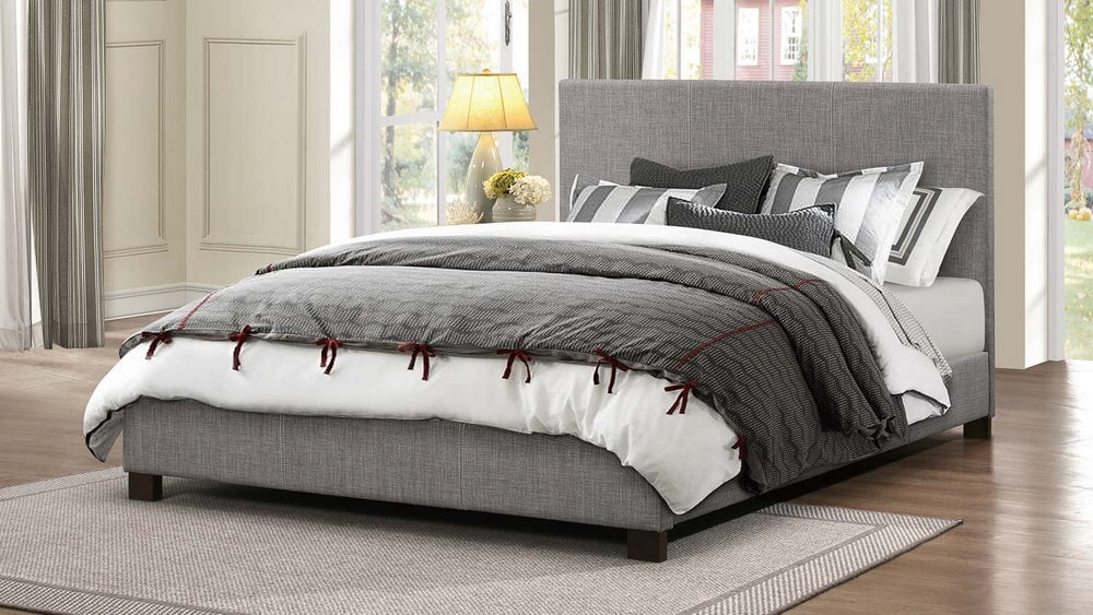 Chasin Neutral Gray Fabric Upholstered Queen Bed