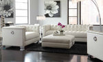 Chaviano Pearl White Leatherette Button Tufted Loveseat