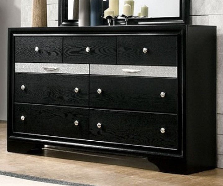 Chrissy Black Wood Dresser with Hidden Drawers