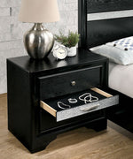 Chrissy Black Wood Nightstand w/Hidden Drawer