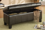 Clair Dark Brown Vinyl Covered Lift Top Storage Bench