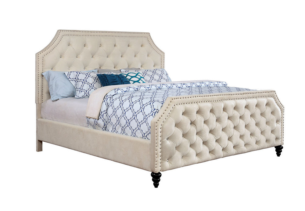 Claudine Beige Fabric Queen Bed