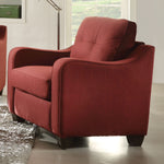 Cleavon II Red Linen Chair with Tufted Back