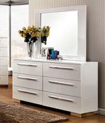 Clementine Contemporary White Dresser w/Mirror