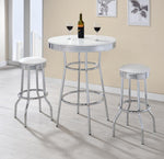 Cleveland 2 Chrome Bar Stools with White Leatherette Seat