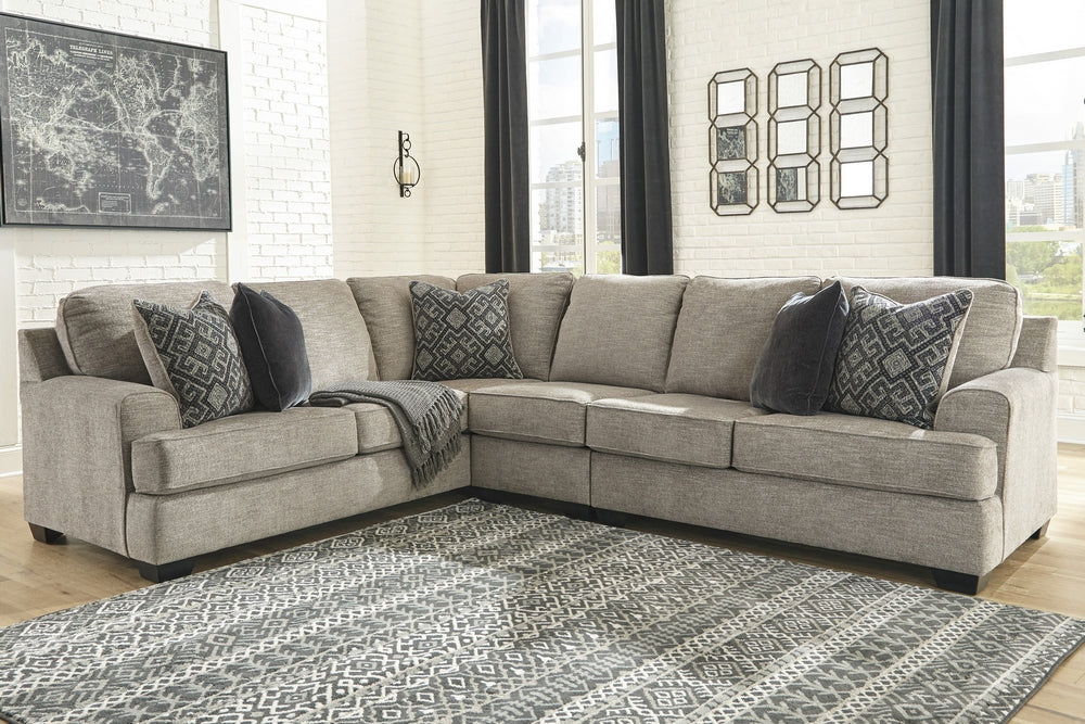 Bovarian 3-Pc Stone Chenille Sectional with LAF Sofa (Oversized)