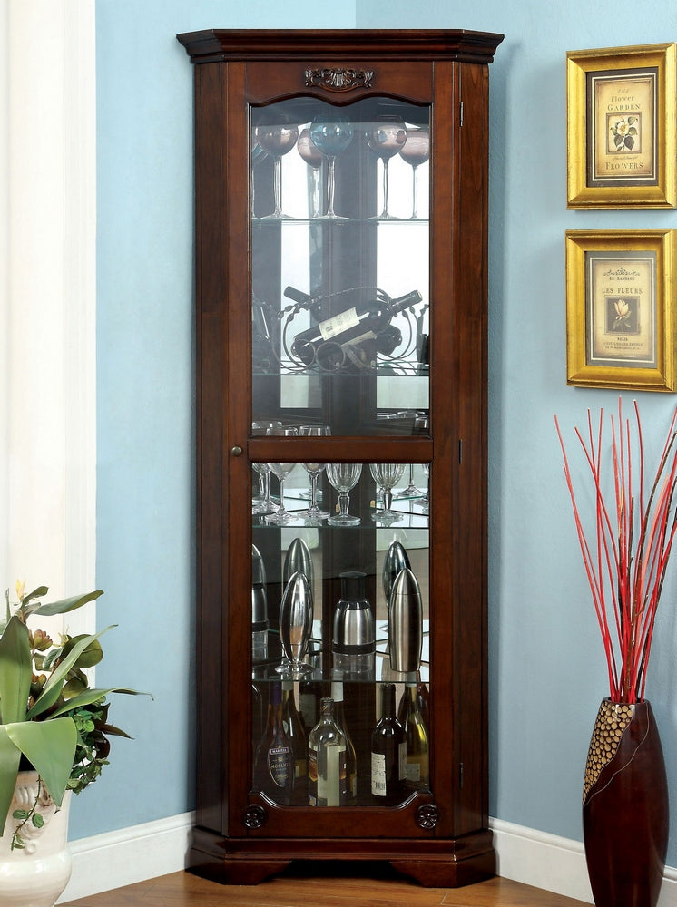 Ortley Walnut Curio with Framed Glass Door