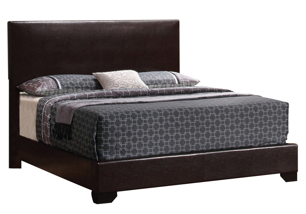 Conner Dark Brown Leatherette King Panel Bed