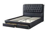 Constance Black Faux Leather Cal King Bed with-Drawers