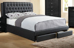 Constance Black Faux Leather King Bed with-Drawers