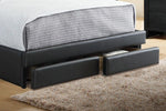 Constance Black Faux Leather King Bed with-Drawers