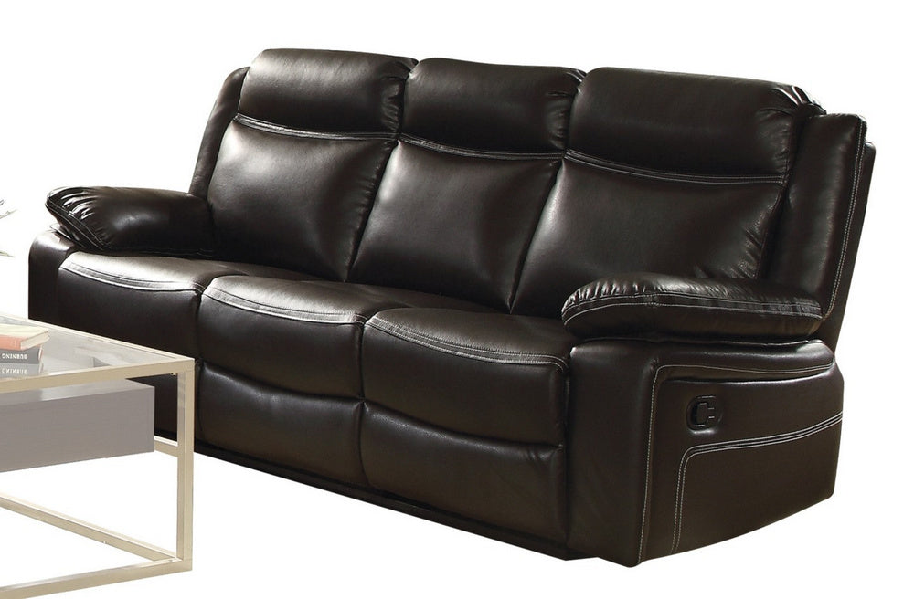 Corra Espresso PU Leather Manual Recliner Sofa