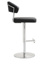 Cosmo Black Vegan Leather/Metal Adjustable Bar Stool