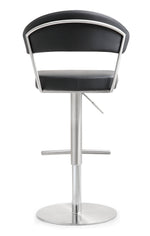 Cosmo Black Vegan Leather/Metal Adjustable Bar Stool