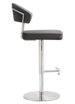 Cosmo Grey Vegan Leather/Metal Adjustable Bar Stool