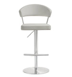 Cosmo Light Grey Vegan Leather/Metal Adjustable Bar Stool