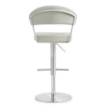 Cosmo Light Grey Vegan Leather/Metal Adjustable Bar Stool