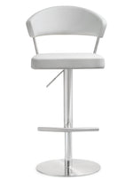 Cosmo White Vegan Leather/Metal Adjustable Bar Stool